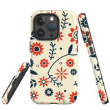 For iPhone 15 Pro Max Case Tough Protective Cover, Orange And Blue Flowers | Protective Covers | iCoverLover Australia