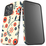 For iPhone 15 Pro Max Case Tough Protective Cover, Orange And Blue Flowers | Protective Covers | iCoverLover Australia