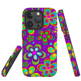 For iPhone 15 Pro Case Tough Protective Cover, Purple Floral Design | Protective Covers | iCoverLover Australia