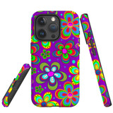 For iPhone 15 Pro Max Case Tough Protective Cover, Purple Floral Design | Protective Covers | iCoverLover Australia