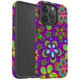 For iPhone 15 Pro Max Case Tough Protective Cover, Purple Floral Design | Protective Covers | iCoverLover Australia