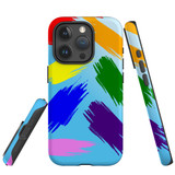 For iPhone 15 Pro Case Tough Protective Cover, Rainbow Brushes | Protective Covers | iCoverLover Australia
