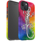 For iPhone 15 Case Tough Protective Cover, Rainbow Lizard | Protective Covers | iCoverLover Australia