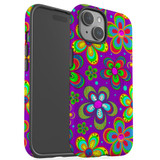 Purple Floral Design Case - iPhone 15 Pro Max, 15 Plus, 15 Pro, 15 Compatible with MagSafe