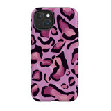 Magenta Leopard Patter Case - iPhone 15 Plus Compatible with MagSafe