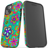 Retro Floral Design Case - iPhone 15 Pro Max, 15 Plus, 15 Pro, 15 Compatible with MagSafe