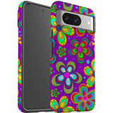 For Google Pixel 8, 8 Pro Tough Protective Cover, Purple Floral Design | iCoverLover Australia