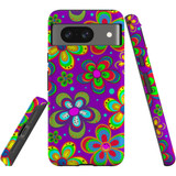 For Google Pixel 8, 8 Pro Tough Protective Cover, Purple Floral Design | iCoverLover Australia