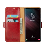 Samsung Galaxy S24+ Plus Leather Case - Red Flip Wallet Cover