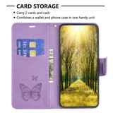 For Samsung Galaxy S24 Ultra, S24+ Plus or S24 Case - Embossed Butterflies, Folio Wallet PU Leather Cover, Stand, Purple | iCoverLover.com.au