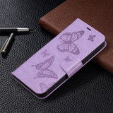 For Samsung Galaxy S24 Ultra, S24+ Plus or S24 Case - Embossed Butterflies, Folio Wallet PU Leather Cover, Stand, Purple | iCoverLover.com.au