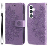 For Samsung Galaxy S24+ Plus Case - Embossed Mandala, Folio Wallet PU Leather Cover, Stand, Light Purple | iCoverLover.com.au