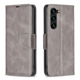 For Samsung Galaxy S24 Ultra, S24+ Plus or S24 Case - Lambskin Texture, Folio PU Leather Wallet Cover with Card Slots, Lanyard, Grey | iCoverLover.com.au