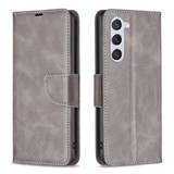 For Samsung Galaxy S24 Case - Lambskin Texture, Folio PU Leather Wallet Cover with Card Slots, Lanyard, Grey | iCoverLover.com.au