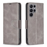 For Samsung Galaxy S24 Ultra Case - Lambskin Texture, Folio PU Leather Wallet Cover with Card Slots, Lanyard, Grey | iCoverLover.com.au