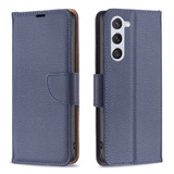 For Samsung Galaxy S24 Case - Lychee Folio Wallet PU Leather Cover, Kickstand, Blue | iCoverLover.com.au