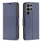 For Samsung Galaxy S24 Ultra Case - Lychee Folio Wallet PU Leather Cover, Kickstand, Blue | iCoverLover.com.au