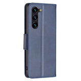 For Samsung Galaxy S24 Ultra, S24+ Plus or S24 Case - Lambskin Texture, Folio PU Leather Wallet Cover with Card Slots, Lanyard, Blue | iCoverLover.com.au