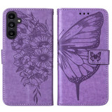 For Samsung Galaxy A15 5G & A15 4G Case - Embossed Butterfly, Folio Wallet PU Leather Cover, Stand, Purple | iCoverLover.com.au