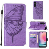 For Samsung Galaxy A15 5G & A15 4G Case - Embossed Butterfly, Folio Wallet PU Leather Cover, Stand, Purple | iCoverLover.com.au