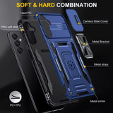 For Samsung Galaxy A15 5G & A15 4G Case - Camera Shield, Shock-Resistant PC + TPU Armor Cover with Rotating Ring Bracket, Navy Blue | iCoverLover.com.au