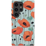 Poppy Field Tough Case for Galaxy S24 Ultra, S24+ Plus, S24 | Floral Fortitude