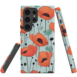 Poppy Field Tough Case for Galaxy S24 Ultra, S24+ Plus, S24 | Floral Fortitude