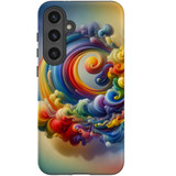 Wavy Rainbow Clouds Protective Cover for Galaxy S24 | Colorful Defense