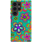 Retro Floral Design Tough Protective Cover for Galaxy S24 Ultra, S24+ Plus, S24 | Vintage Charm