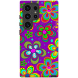 Purple Floral Design Tough Protective Cover for Galaxy S24 Ultra, S24+ Plus, S24 | Stylish Safety