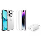 Pro iPhone 15 Pro Protection Bundle: Case, [2-Pack] Glass Shields, & Charger | iCoverLover