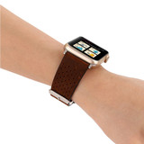 For Apple Watch Series 9, 41-mm Case, PerForated Genuine Leather Watch Band, Coffee | iCoverLover.com.au