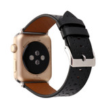 For Apple Watch Series 8, 41-mm Case, PerForated Genuine Leather Watch Band, Black | iCoverLover.com.au