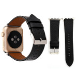 For Apple Watch Series 6, 40-mm Case, PerForated Genuine Leather Watch Band, Black | iCoverLover.com.au