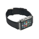 For Apple Watch SE (2nd Gen), 40-mm Case, Genuine Leather Oil Wax Strap, Black | iCoverLover.com.au