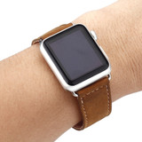 For Apple Watch SE, 40-mm Case, Premium Genuine Leather Strap, Brown | iCoverLover.com.au