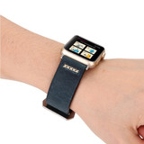 For Apple Watch SE, 40-mm Case, Retro Genuine Leather Watch Band, Blue | iCoverLover.com.au