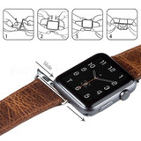 For Apple Watch Series 3, 38-mm Case, Genuine Leather Oil Wax Strap, Dark Brown | iCoverLover.com.au