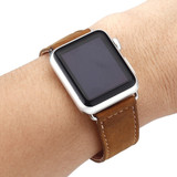 For Apple Watch SE (2nd Gen), 44-mm Case, Premium Genuine Leather Strap, Brown | iCoverLover.com.au