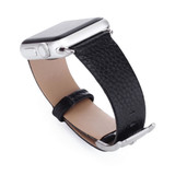 For Apple Watch SE (2nd Gen), 44-mm Case, Cowhide Genuine Leather Strap, Black | iCoverLover.com.au