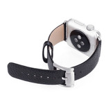 For Apple Watch SE, 44-mm Case, Cowhide Genuine Leather Strap, Black | iCoverLover.com.au