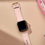 For Apple Watch Series 7, 41-mm Case, Pin Buckle Silicone Watch Strap, Pink | iCoverLover.com.au