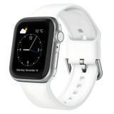 For Apple Watch Series 0, 38-mm Case, Pin Buckle Silicone Watch Strap, White | iCoverLover.com.au