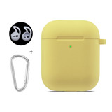 For AirPods 2nd Gen Case, Silicone Protective Cover, Snap Hook & Ear Clips, Yellow | iCoverLover Australia