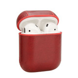 For AirPods 2nd Gen Case, Genuine Leather Protective Cover, Oil Wax Pattern Red | iCoverLover Australia
