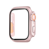 For Apple Watch Series 7, 45-mm Case,Tempered Film Hybrid PC Integrated Watch Case, Rose Gold Orange - iCoverLover Australia