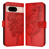 For Google Pixel 8a Case, Butterfly Embossed Folio PU Leather Wallet Cover, Red | iCoverLover.com.au