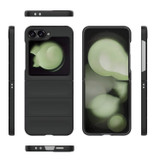 For Samsung Galaxy Z Flip6 Case - Wavy Shield, Durable TPU + Flannel Protective Cover, Black | iCoverLover.com.au