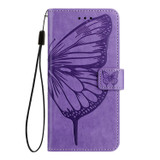 For Google Pixel 9 Pro XL Case, Butterfly Emboss PU Leather Wallet Cover, Purple | iCoverLover.com.au