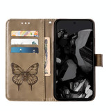 For Google Pixel 9 Pro 5G Case, Butterfly Emboss PU Leather Wallet Cover, Grey | iCoverLover.com.au